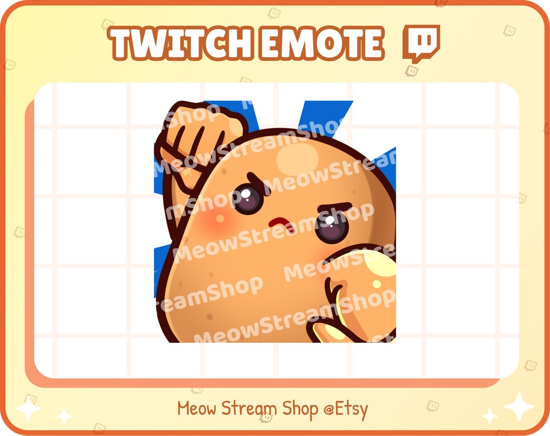 Twitch Emote / Cute Potato Fist, Punch, Rage Emote Emotes / Kawaii