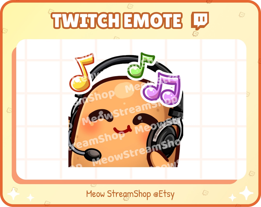 Twitch Emote / Cute Potato JAM, Jamming, Music, Dance Emote Emotes
