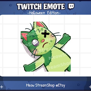 Twitch Emote  / Cute Zombie Cat lost, laying, lay, sleep Emotes / Kawaii Zombie Kitten Halloween Sub Emoji