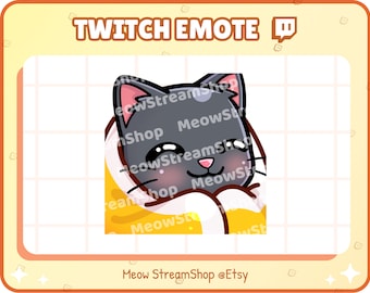 Twitch Emote / Cute Black Cat cozy, blanket, comfy Emotes / Kawaii Kitten Catto Feline Sub Emoji