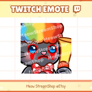 Twitch Emote / Niedliche Schwarze Katze Clown, lustige, dumme Emotes / Kawaii Kitten Catto Feline Sub Emoji