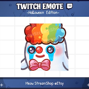 Twitch Emote  / Cute Ghost Clown Emote / Kawaii spooky ghost Halloween emoji / discord