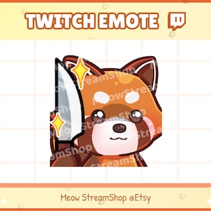 Twitch Emote / Lindo cuchillo de panda rojo Emotes / Lindo chibi Panda rojo, mapache Sub Emoji