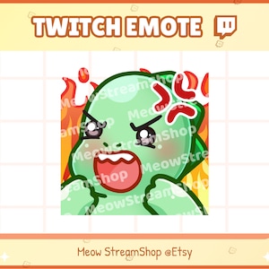 Twitch Emote / Cute Dino angry, rage, fire, mad Emotes / kawaii dinosaur t-rex trex tyrannosaurus rex animal Sub Emoji