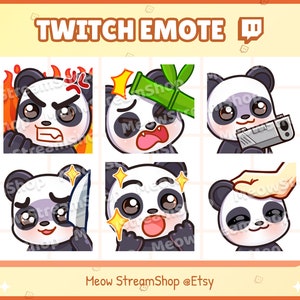 Twitch Emote / Panda Emoji Pack #3 (Rage angry, bonk, Gun, Knife, Amazed Pat) / Cute Kawaii Panda Sub Emoji para streamer