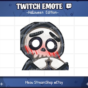 Twitch Emote / Cute Grim Reaper shy, UWU, embarrassed, touching finger Emotes / Kawaii death angel Halloween emoji / discord