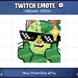 Twitch Emote / かわいいゾンビ猫GG、クール、メガネ、EZ Emotes / かわいいゾンビ子猫ハロウィンサブ絵文字