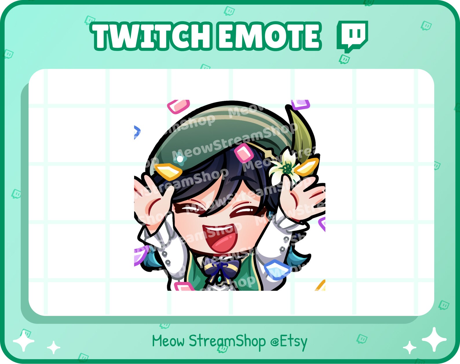 Twitch Emote / Archon Venti Barbatos Hype, Happy, Confetti, Cheer ...