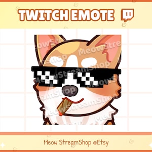 Twitch 絵文字 / かわいいコーギー クール、GG、EZ、葉巻絵文字 / かわいい犬、わんちゃん、子犬、サブ絵文字