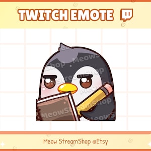 Emotka Twitch / Uroczy pingwin Rób notatki, zanotuj emotikony / Uroczy emotikony pingwina dla streamera / Discord Youtube
