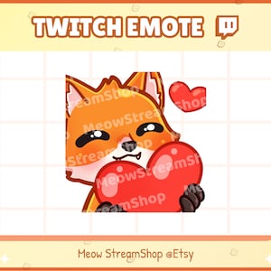 Twitch Emote / Cute fox Heart, Love Emotes / kawaii Fox chibi Sub Emoji