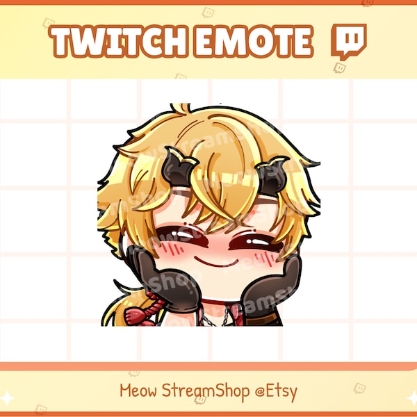 Twitch Emote / Thoma Shy, blush, smile Happy Emotes  / Genshin Impact sub emoji for streamer - Discord