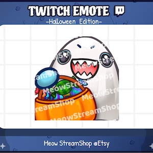 Twitch Emote / Cute Shark Emotes Halloween Edition trick or treat, candy, candy bag, ghost / kawaii fish horror zombie sub emoji