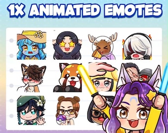1x Custom Animated Emotes / animation Emoji for Twitch, Discord, Youtube / Cute Chibi anime style emotes / Graphics for streamer