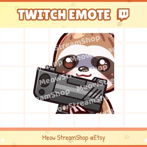 Twitch Emote / Cute Sloth Gun, Gatling, Angry, Rage Emotes / Kawaii ...