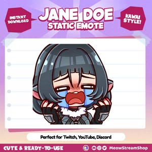 Emote Twitch / Jane Doe Cry, Emote triste et sanglot / Sous-emoji Zenless Zone Zero pour streamer / Discord, Kick