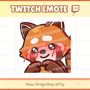 Twitch Emote / Lindo Panda Rojo Tímido, toque de dedos, rubor Emotes / Lindo chibi Panda Rojo, mapache Sub Emoji