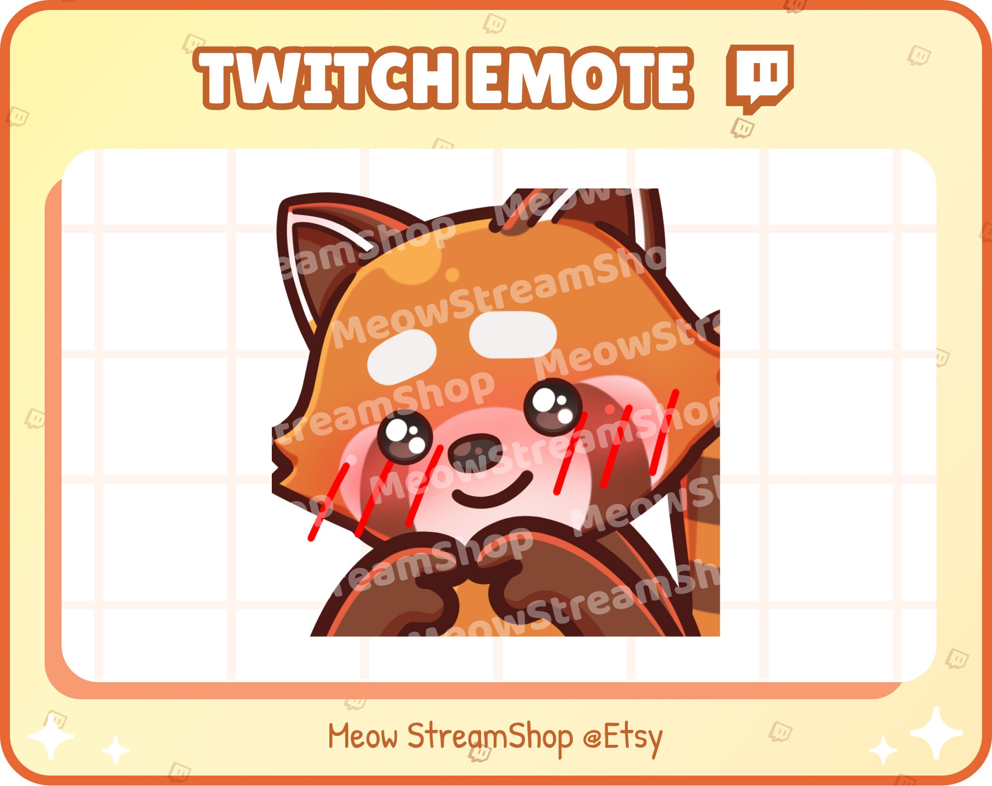 Twitch Emote / Cute Red Panda Shy Finger Touch Blush Emotes Etsy