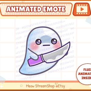 Twitch Animated Emote  / Cute Ghost Animated Emotes Knife, kill, yandere, Evil   / Kawaii spooky ghost Halloween emoji / Discord