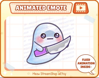 Twitch Animated Emote / Cute Ghost Animated Emotes Knife, kill, yandere, Evil / Kawaii griezelige geest Halloween emoji / Discord