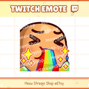 May include: A cartoon emote of a brown character with a rainbow coming out of its mouth. The character has a surprised expression with its eyes wide open and its mouth open. There are yellow stars around the character.