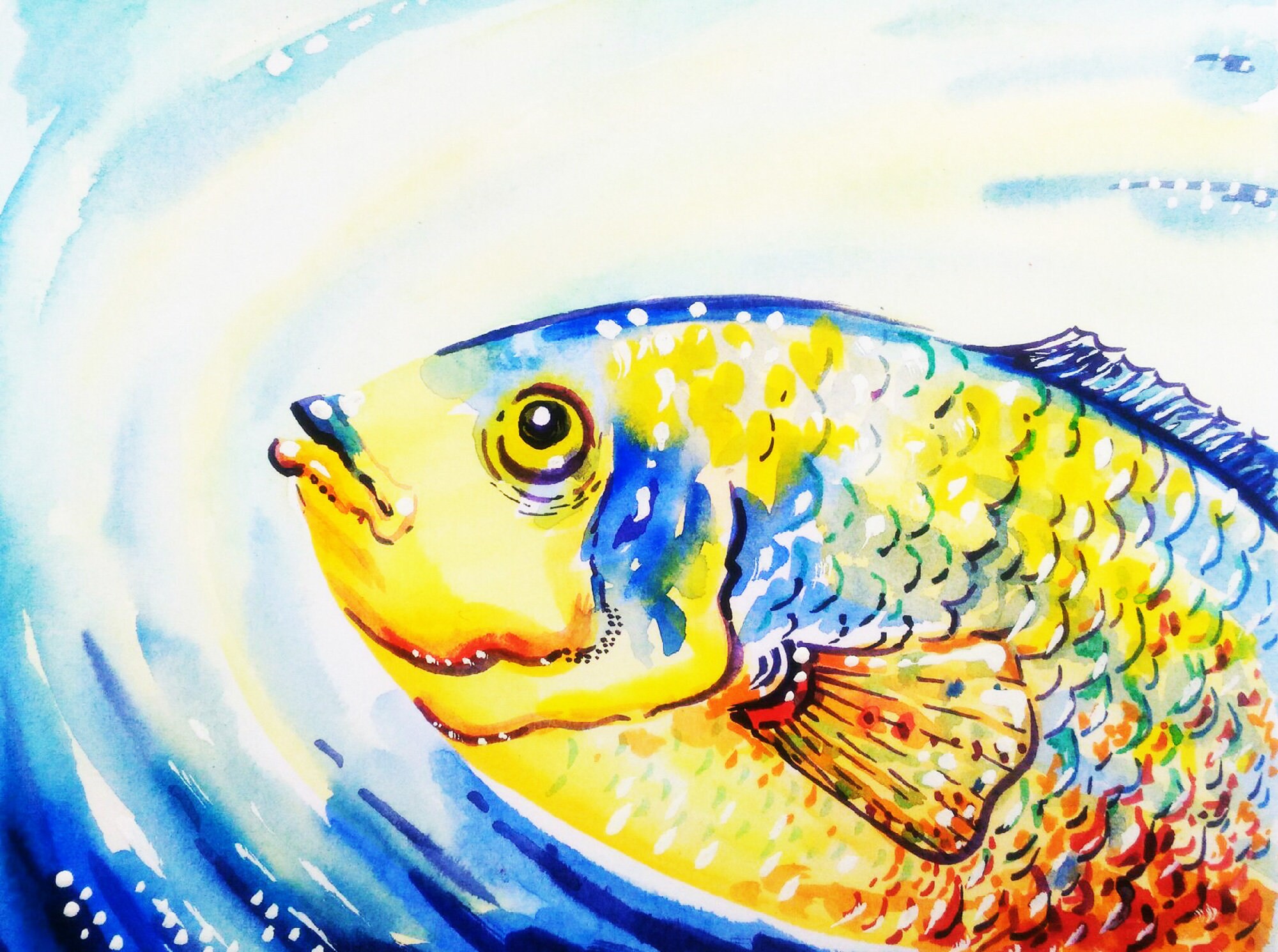Fish Painting Original Art Ocean Fish Watercolor Small Art 8 | Etsy