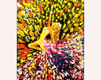 Dance  Painting Impasto Original Art Ballerina  Dancer Vivid Painting Dance Music 12-8 LyraArt7