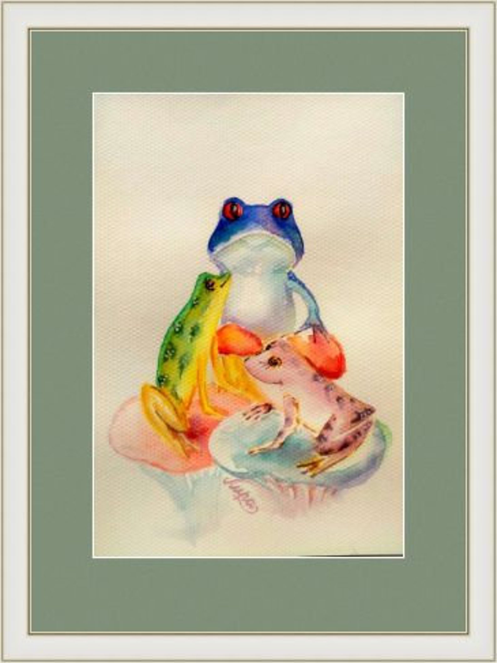 Frog Painting Cute Animals Original Art Beetles Garden Frogs | Etsy