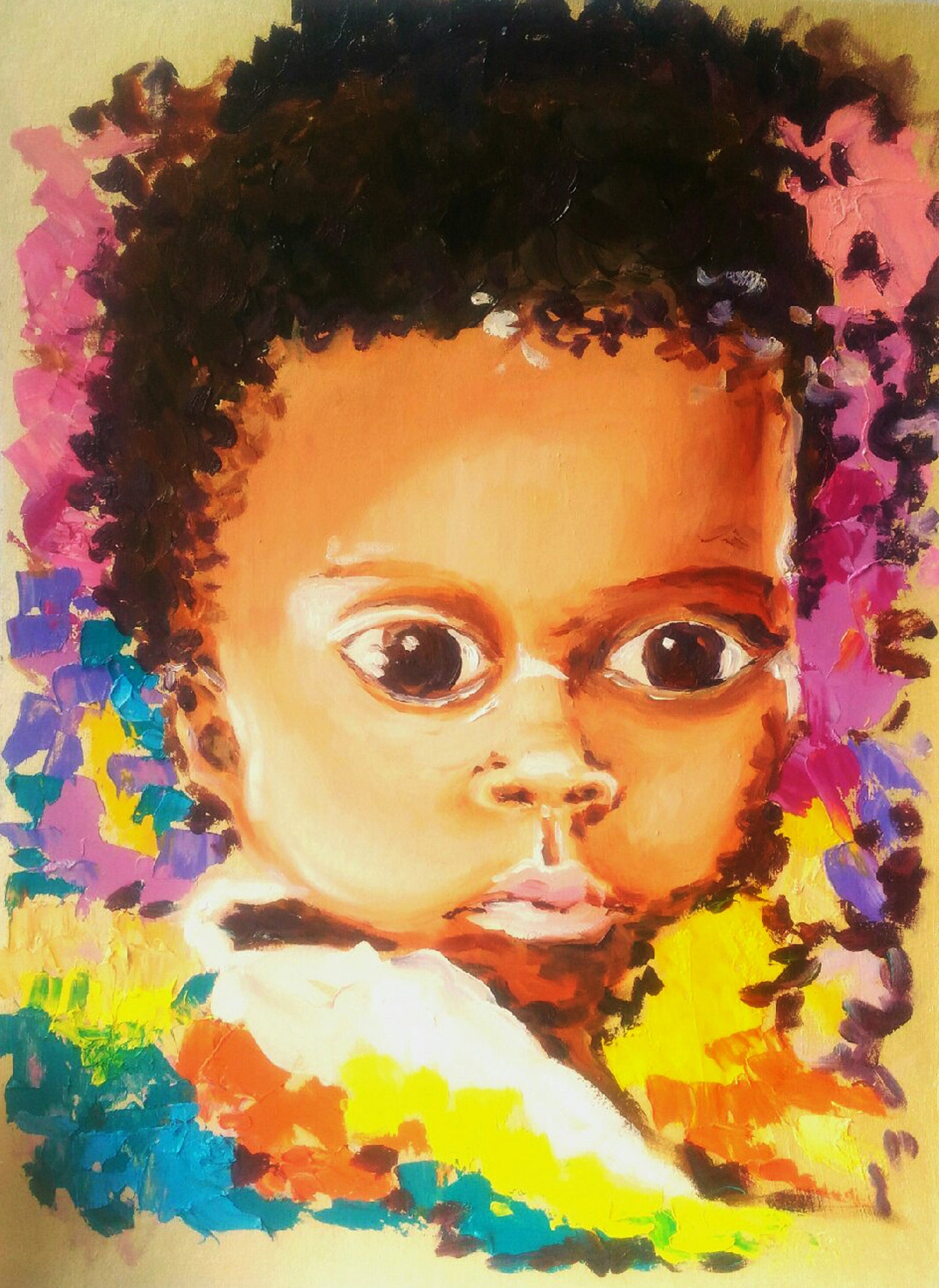 African American Painting Baby Portrait Original Art Child Etsy