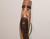 Wood Spirit Long spiral beard carved Staff
