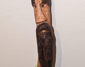 Wood Spirit with Pleiadian Strength and Wisdom Symbols Walking Stick