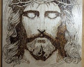 Jesus With Inscription Wood Burning A5 Birch Plywood Plaque