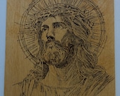 Jesus Christ Wood Burning A5 Birch Plywood Hand Drawn Plaque
