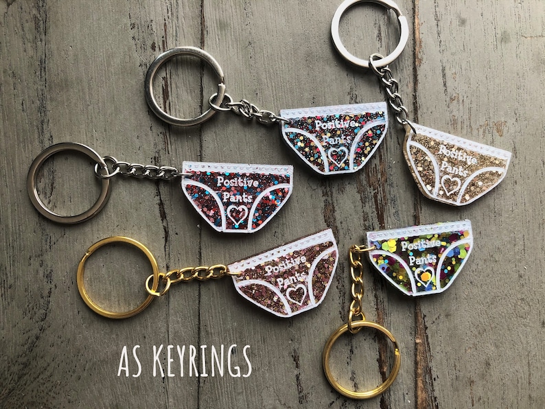 Handmade Resin Glitter Positive Pants Keyring or Brooch - Etsy UK