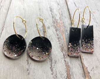 Black resin earrings online