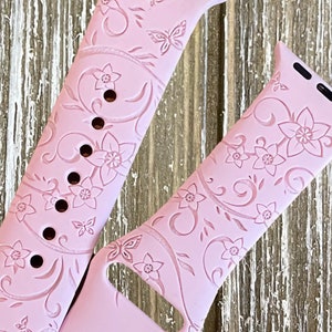Wildflower & Butterfly’s Watch band for Apple Engraved Personalized  38mm 40mm 41mm 42mm  44mm 45mm Mothers day