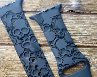 Halloween Skull Watch Band for Apple Watch Engraved Silicone 38 44 41 42 44 45
