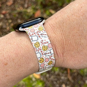 Christmas cookies watch band for apple watch samsung watch & fitbit xmas trees #217 silicone 20 22 38 40 41 42 44 45 49mm