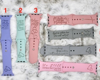 Engraved Christian Apple Watch Band: Bible Verse Silicone Strap