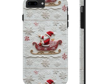 Christmas Santa Phone Case - Embroidered effect phone case Christmas and Winter phone case iPhone 16 15 14 13, Samsung S24 23 2