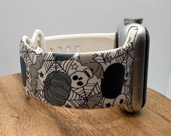 Halloween watch strap halloween skulls and pumpkins | tpu silicone 38mm 40mm 41mm 42mm 44mm 45mm 49mm gift