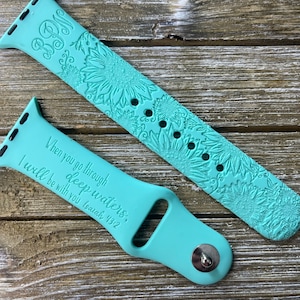 Personalized Sunflower Apple Watch Band: Engraved Silicone Sport Strap
