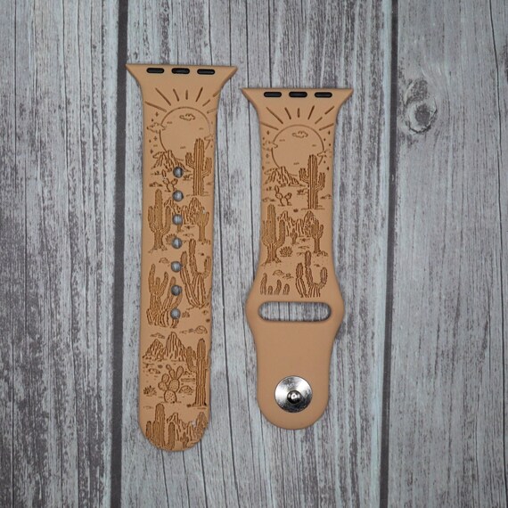 Western Apple Watch Band Desert Cactus Silicone Laser Engraved