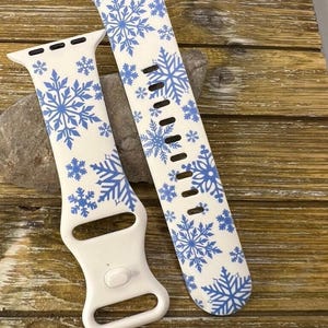 Snowflake watch band for apple | winter let it snow flake frozen best gift engraved silicone 38mm 40mm 41mm 42mm 44mm 45mm samsung 20mm 22mm