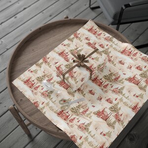 Vintage Christmas Toile Wrapping Paper, Holiday Gift Wrap, Festive Xmas Packaging, Retro Decoration, Winter Theme Stationery, Traditional image 9