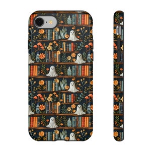 Boho Halloween Ghost Bookshelf Tough Phone Case