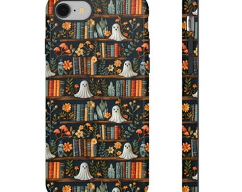 Boho Halloween Ghost Bookshelf Tough Phone Case