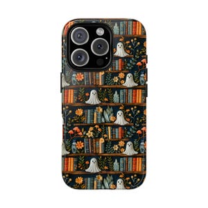 Capa de celular resistente com estampa de fantasma de Halloween Boho para iPhone 16, 15, 14, Samsung S25, S24, S23, Pixel 9, 8, 7