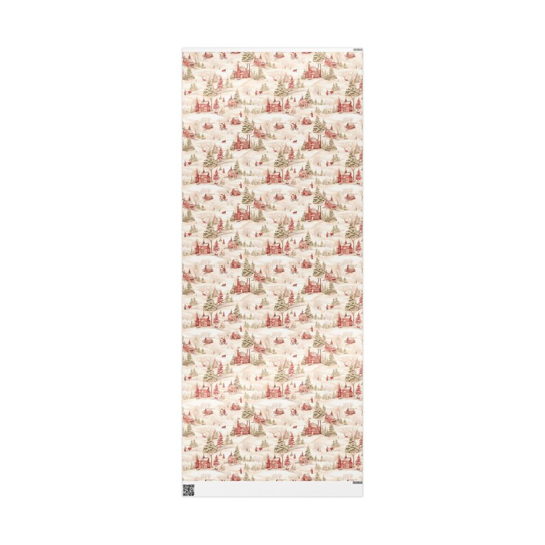 Vintage Christmas Toile Wrapping Paper, Holiday Gift Wrap, Festive Xmas Packaging, Retro Decoration, Winter Theme Stationery, Traditional image 4