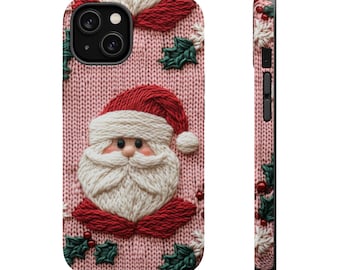 Christmas Santa Phone Case iPhone | Embroidered Charm Phone Cover | Christmas Cottagecore | Halloween Phone Case Magnetic Tough Cases